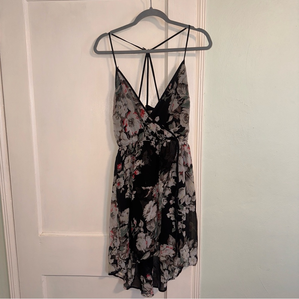 Black and White Sleeveless High Low Sundress